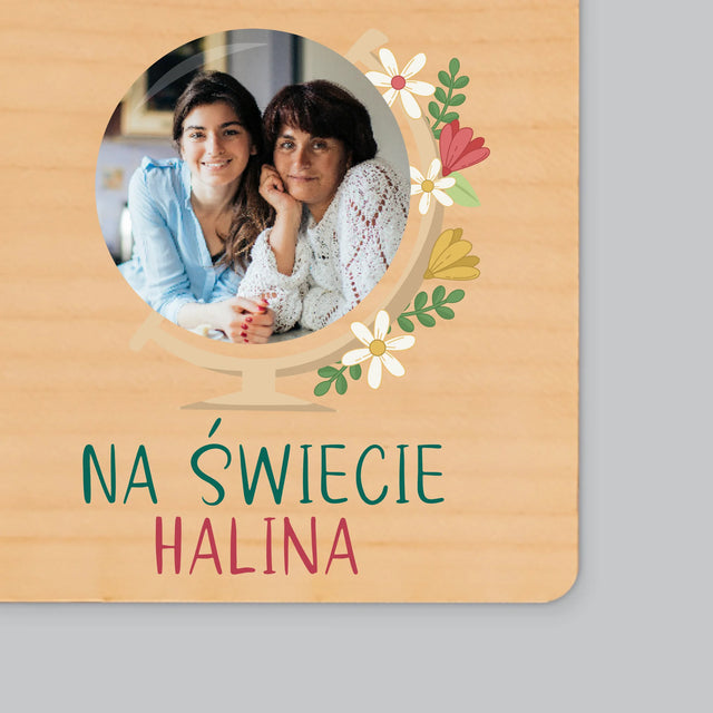 Zdjęcie i Podpis: Najlepsza Mama Świat - Magnes Drewniany