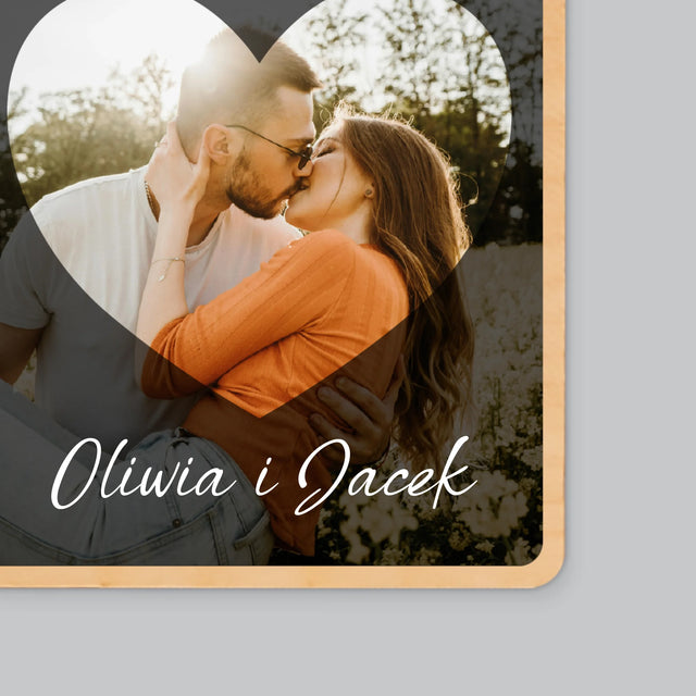 Fotokolaż: Data Ślubu - Magnes Drewniany