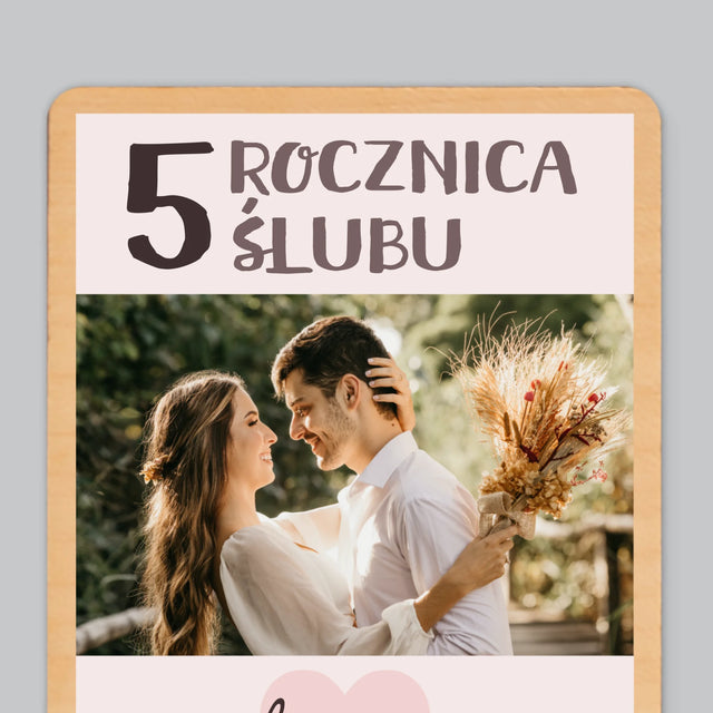 Fotokolaż: 5 Rocznica Ślubu - Magnes Drewniany