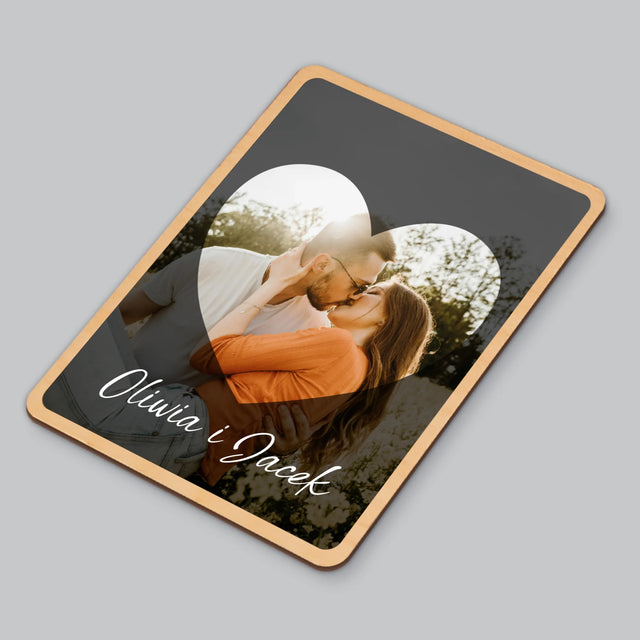 Fotokolaż: Data Ślubu - Magnes Drewniany