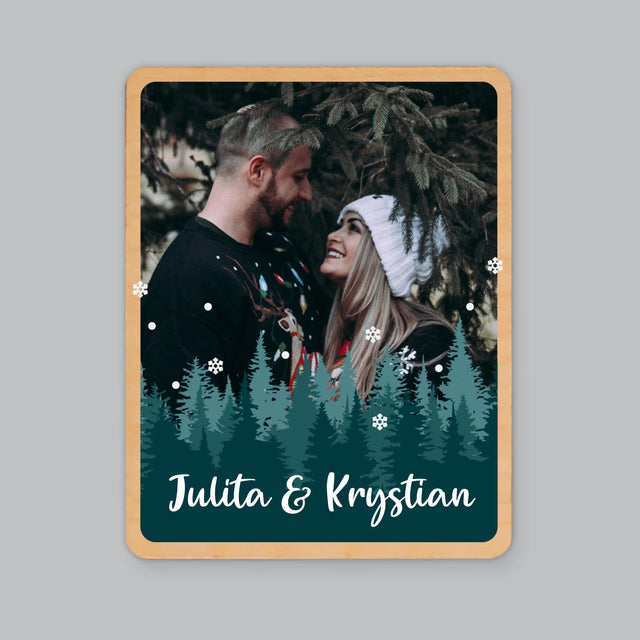 Zdjęcie i Podpis: Zimowe Imiona - Magnes Drewniany