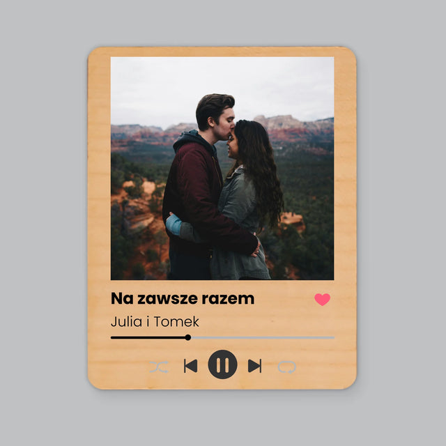 Zdjęcie i Podpis: Spotify z Twoim Zdjęciem - Magnes Drewniany