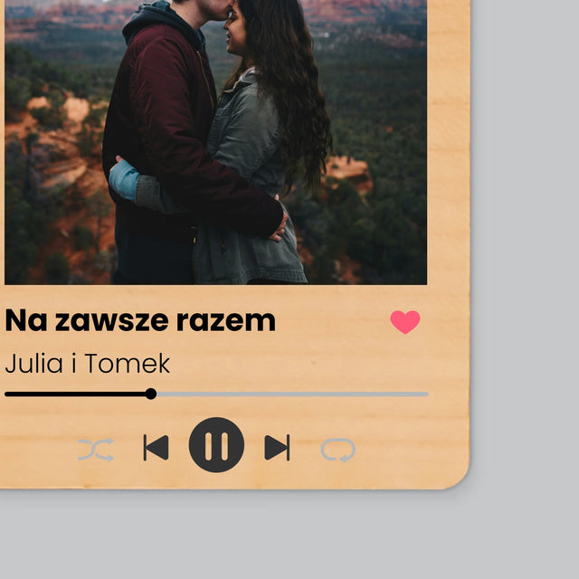 Zdjęcie i Podpis: Spotify z Twoim Zdjęciem - Magnes Drewniany