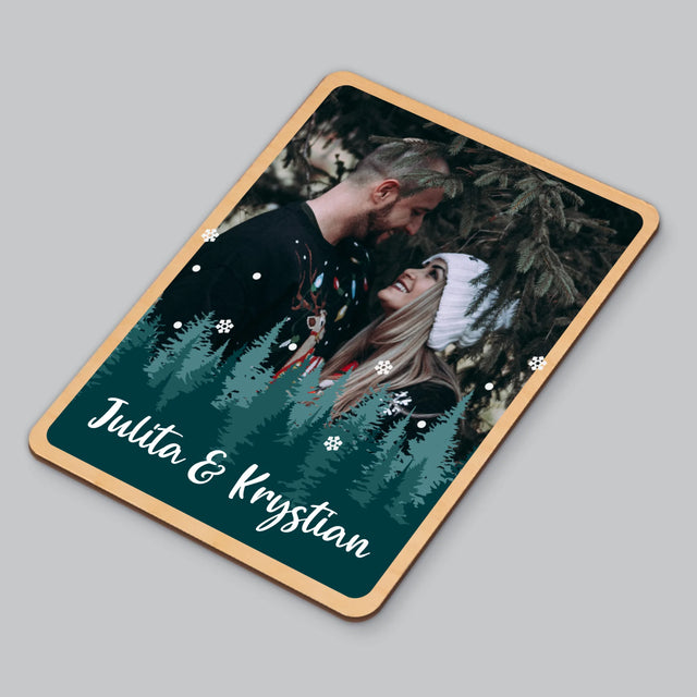 Zdjęcie i Podpis: Zimowe Imiona - Magnes Drewniany