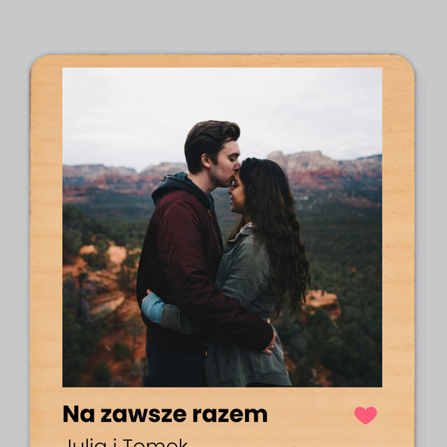 Zdjęcie i Podpis: Spotify z Twoim Zdjęciem - Magnes Drewniany