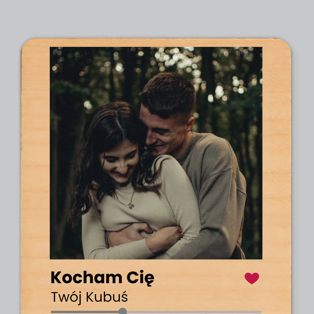 Zdjęcie i Podpis: Spotify z Kodem Qr - Magnes Drewniany