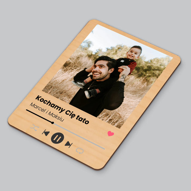 Zdjęcie i Podpis: Najwspanialszy Tata Na Świecie - Magnes Drewniany