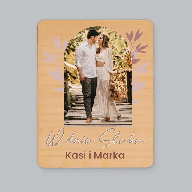 Fotokolaż: w Dniu Ślubu - Magnes Drewniany