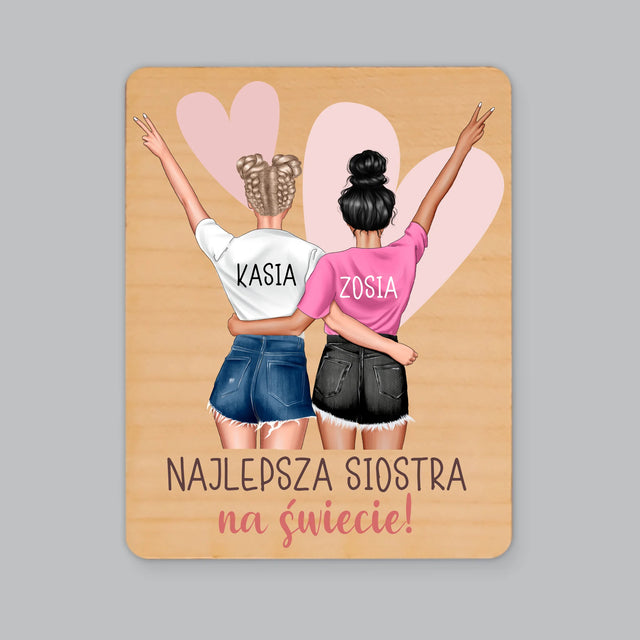 Kreator Postaci: Najlepsza Siostra Na Świecie - Magnes Drewniany