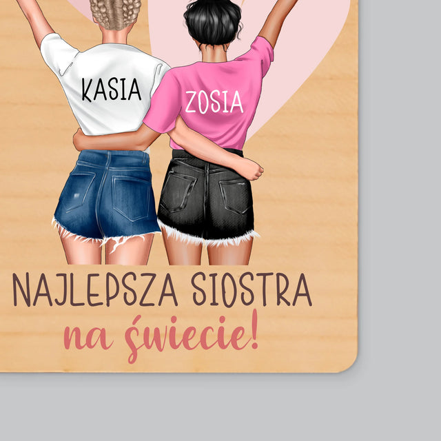 Kreator Postaci: Najlepsza Siostra Na Świecie - Magnes Drewniany