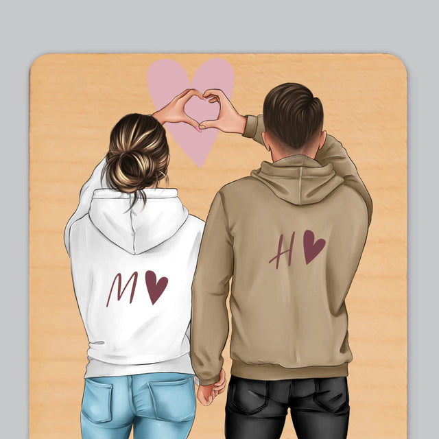 Kreator Postaci: Para Serce - Magnes Drewniany