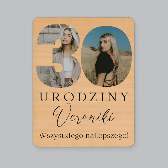 Słowo Ze Zdjęć: 30 Urodziny Podpis - Magnes Drewniany