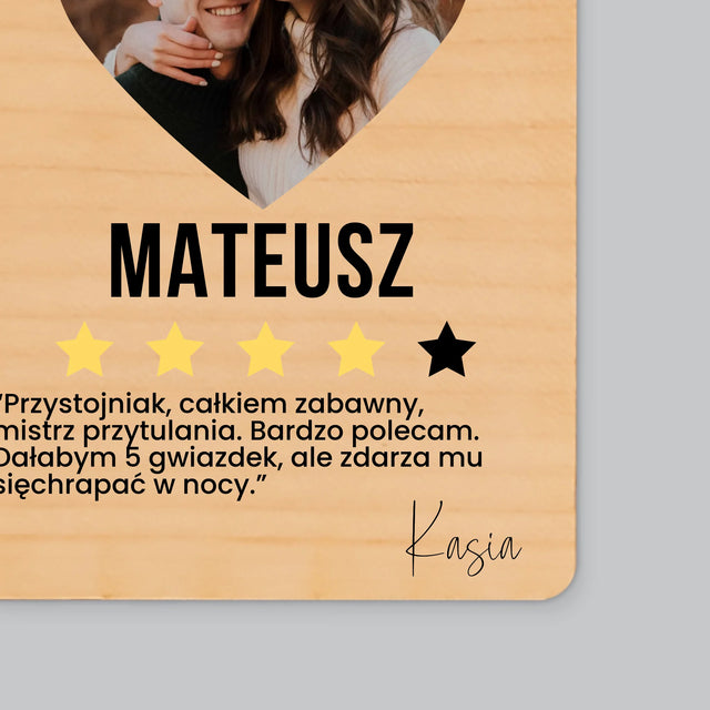 Zdjęcie i Podpis: Najlepszy Chłopak Polecam - Magnes Drewniany