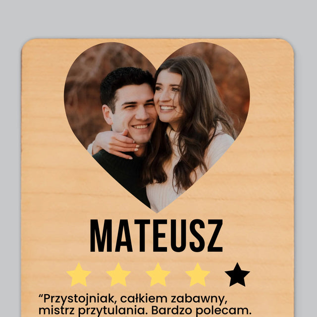 Zdjęcie i Podpis: Najlepszy Chłopak Polecam - Magnes Drewniany