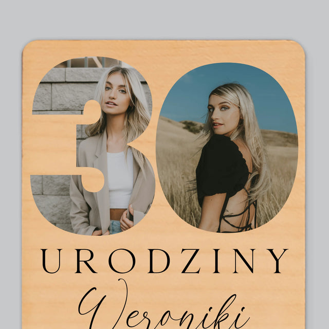 Słowo Ze Zdjęć: 30 Urodziny Podpis - Magnes Drewniany