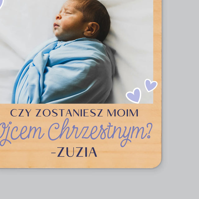 Fotokolaż: Czy Zostaniesz Moim Chrzestnym - Magnes Drewniany