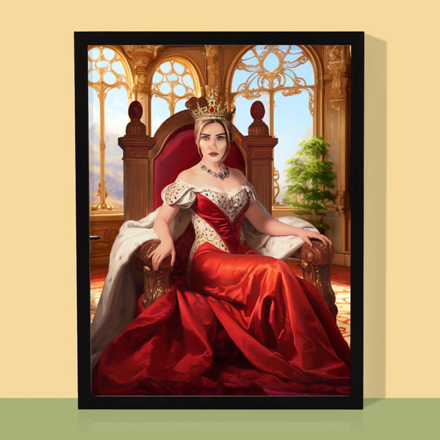 Królewski Portret: Królowa Na Tronie - Wydruk z Twoim Zdjęciem