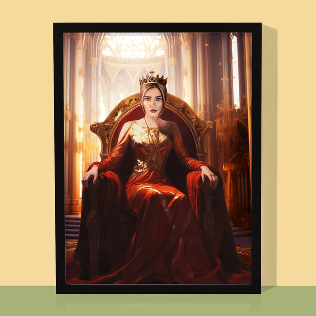 Królewski Portret: Królowa w Sali Tronowej - Wydruk z Twoim Zdjęciem