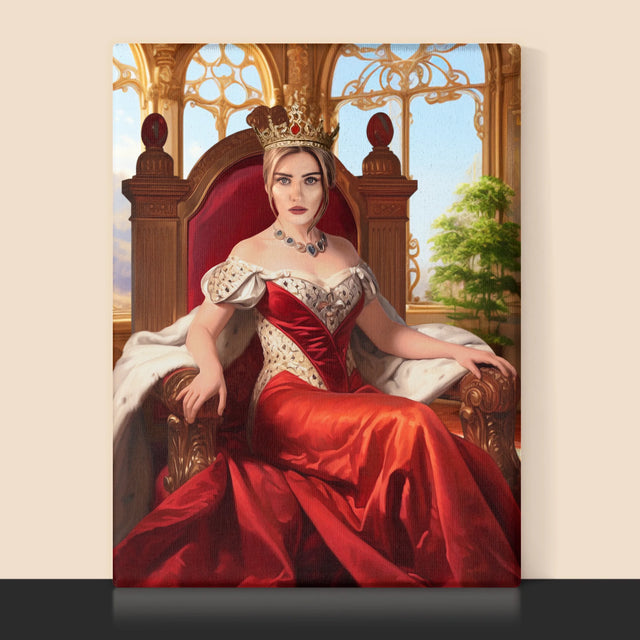 Królewski Portret: Królowa Na Tronie - Wydruk z Twoim Zdjęciem