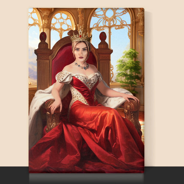 Królewski Portret: Królowa Na Tronie - Wydruk z Twoim Zdjęciem