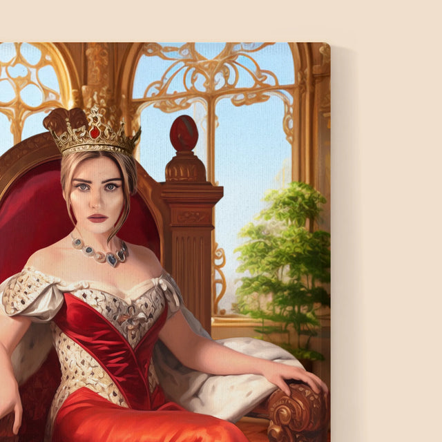 Królewski Portret: Królowa Na Tronie - Wydruk z Twoim Zdjęciem