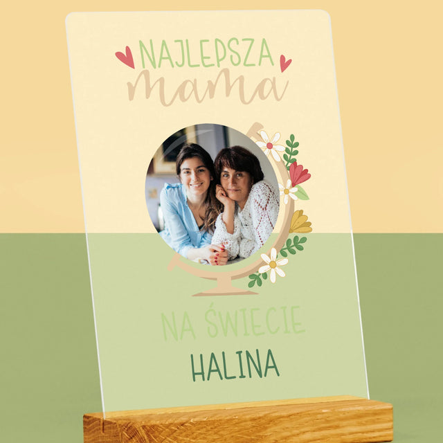 Zdjęcie i Podpis: Najlepsza Mama Świat - Wydruk Na Szkle Akrylowym