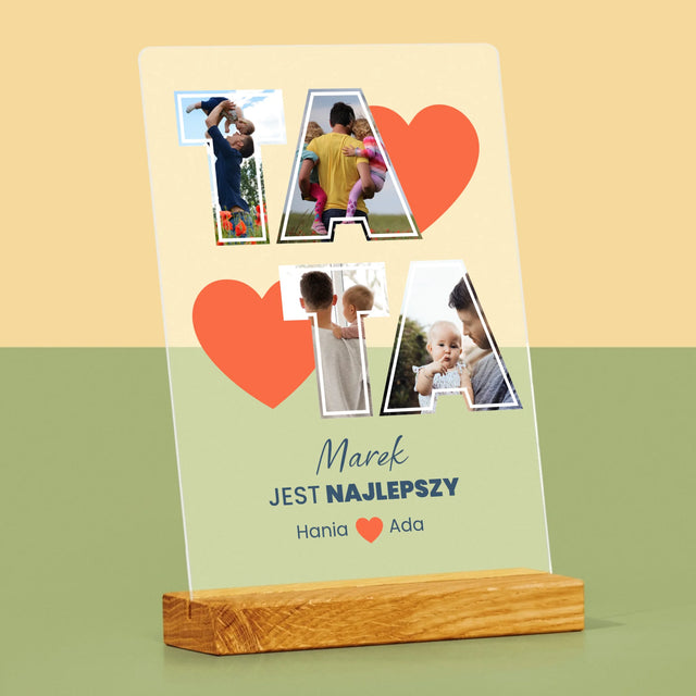 Fotokolaż: Tata Jest Najlepszy - Wydruk Na Szkle Akrylowym