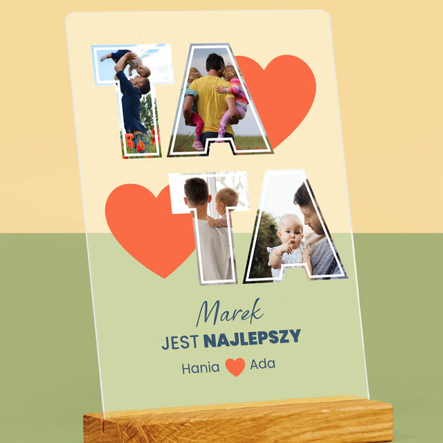 Fotokolaż: Tata Jest Najlepszy - Wydruk Na Szkle Akrylowym