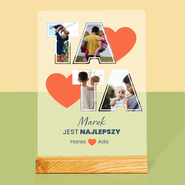 Fotokolaż: Tata Jest Najlepszy - Wydruk Na Szkle Akrylowym