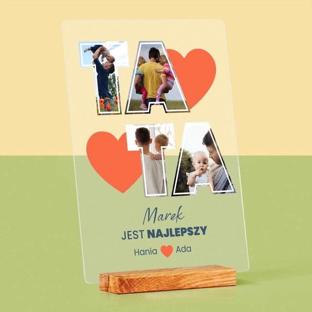 Fotokolaż: Tata Jest Najlepszy - Wydruk Na Szkle Akrylowym
