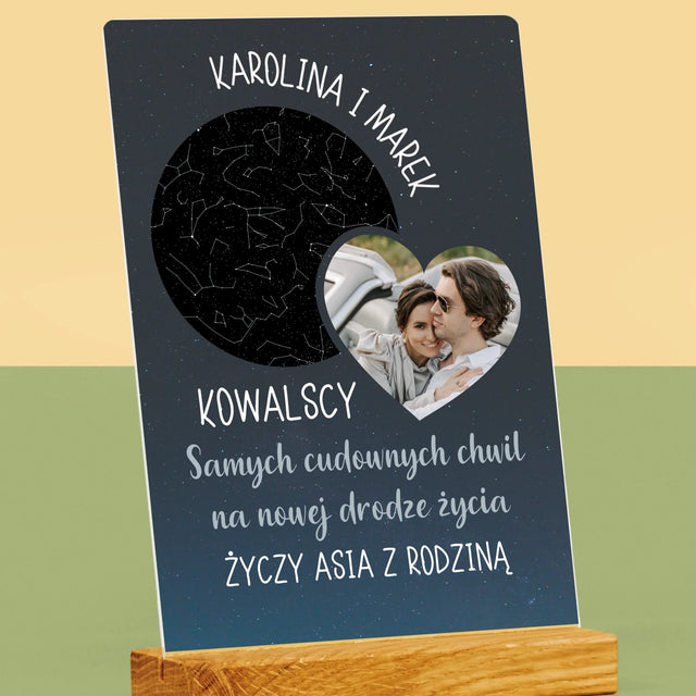 Mapa Gwiazd: Nowa Droga Życia Ślub - Wydruk Na Szkle Akrylowym