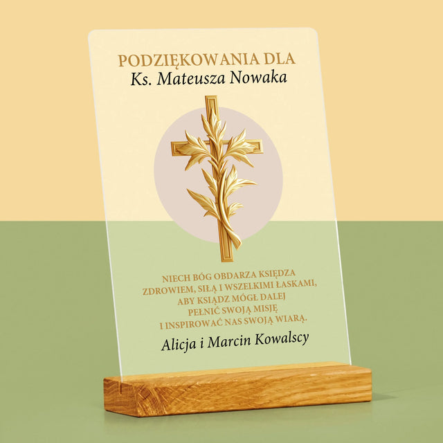 Imię i Podpis: Podziękowania Dla Księdza - Wydruk Na Szkle Akrylowym