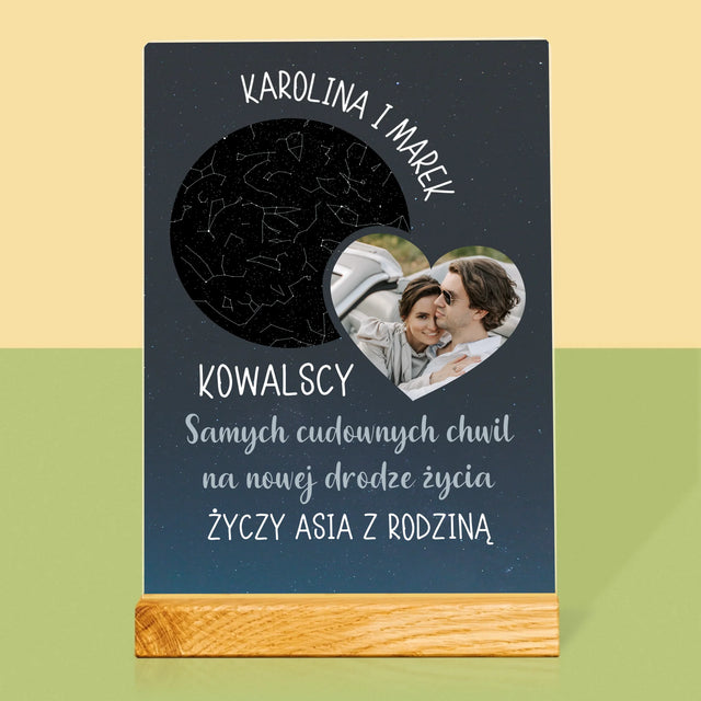 Mapa Gwiazd: Nowa Droga Życia Ślub - Wydruk Na Szkle Akrylowym