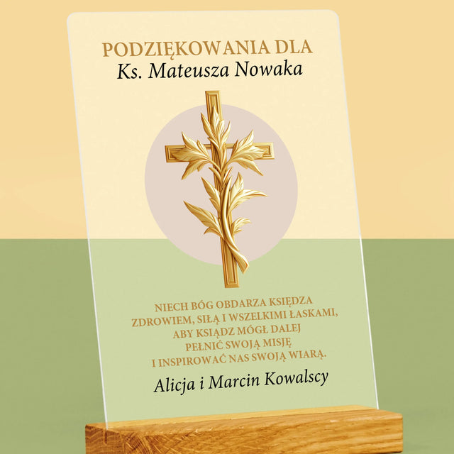 Imię i Podpis: Podziękowania Dla Księdza - Wydruk Na Szkle Akrylowym