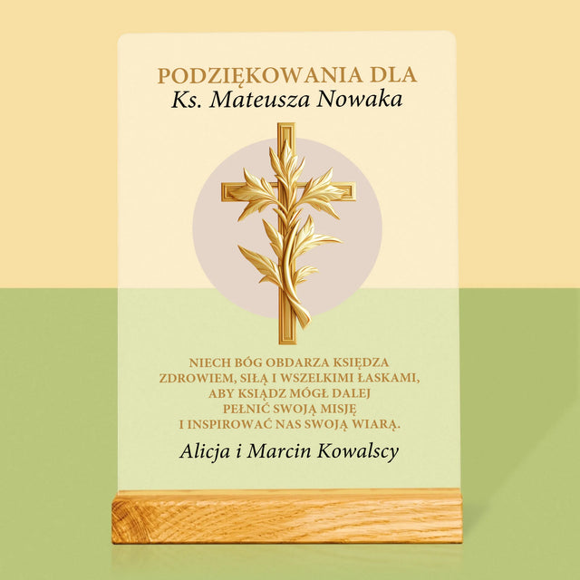 Imię i Podpis: Podziękowania Dla Księdza - Wydruk Na Szkle Akrylowym