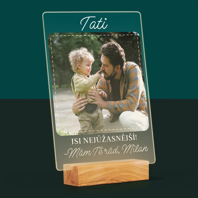 Zdjęcie i Podpis: Najwspanialszy Tata - Wydruk Na Szkle Akrylowym