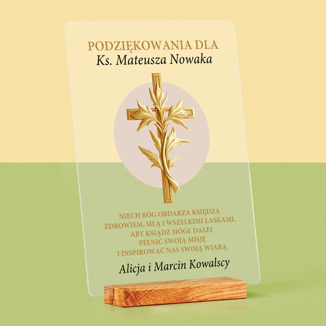 Imię i Podpis: Podziękowania Dla Księdza - Wydruk Na Szkle Akrylowym