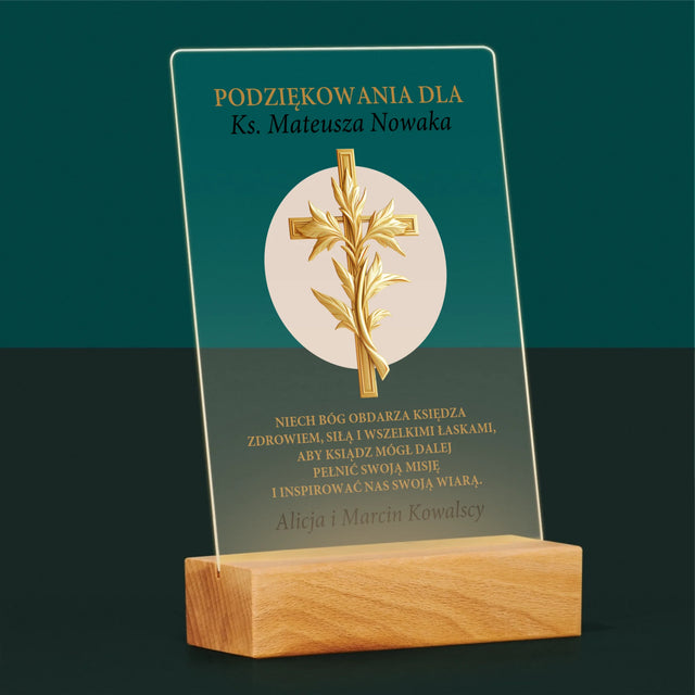 Imię i Podpis: Podziękowania Dla Księdza - Wydruk Na Szkle Akrylowym