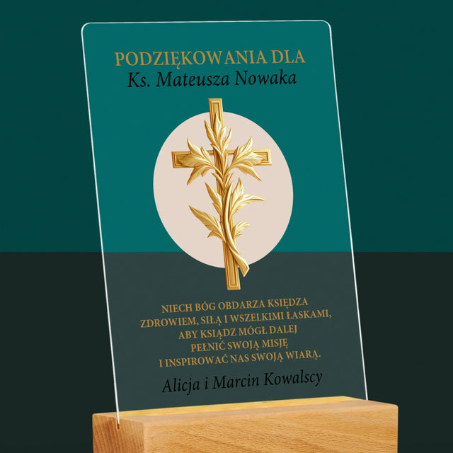 Imię i Podpis: Podziękowania Dla Księdza - Wydruk Na Szkle Akrylowym