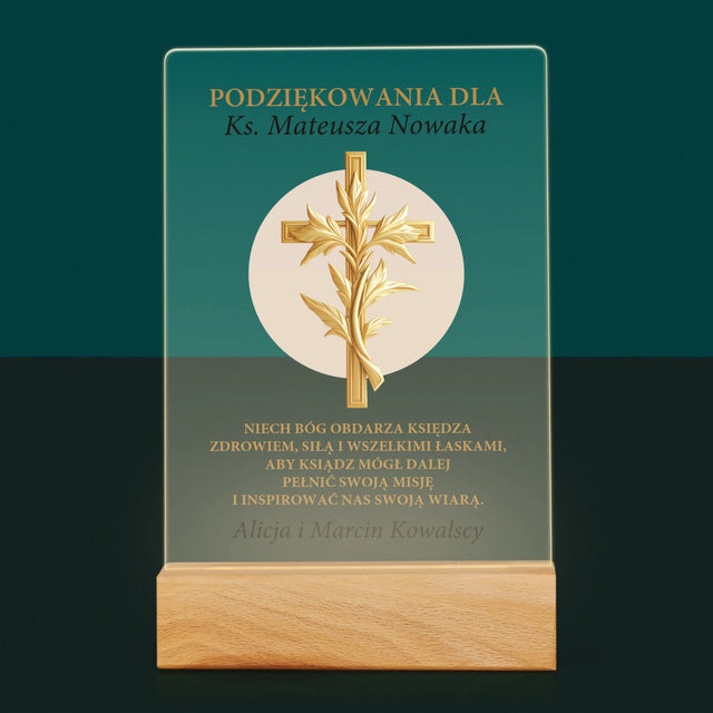 Imię i Podpis: Podziękowania Dla Księdza - Wydruk Na Szkle Akrylowym