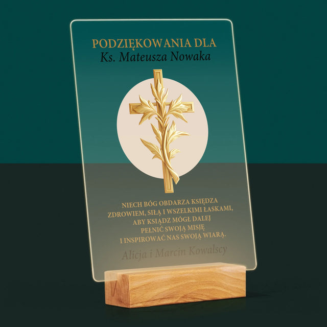 Imię i Podpis: Podziękowania Dla Księdza - Wydruk Na Szkle Akrylowym