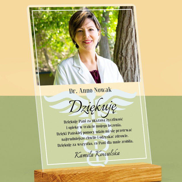 Zdjęcie i Podpis: Doktorze Dziękuję - Wydruk Na Szkle Akrylowym