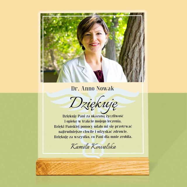 Zdjęcie i Podpis: Doktorze Dziękuję - Wydruk Na Szkle Akrylowym
