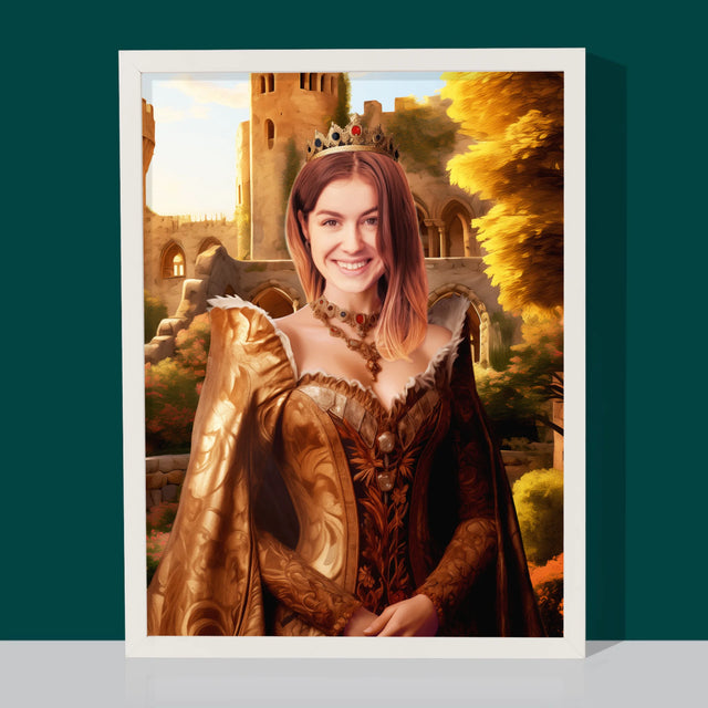 Królewski Portret: Królowa w Ogrodach - Wydruk z Twoim Zdjęciem