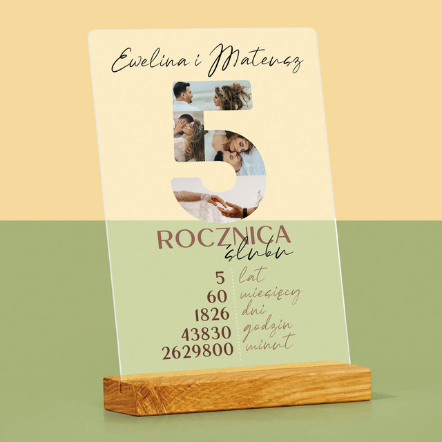 Słowo Ze Zdjęć: 5 Rocznica Ślubu Liczby - Wydruk Na Szkle Akrylowym