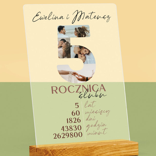 Słowo Ze Zdjęć: 5 Rocznica Ślubu Liczby - Wydruk Na Szkle Akrylowym
