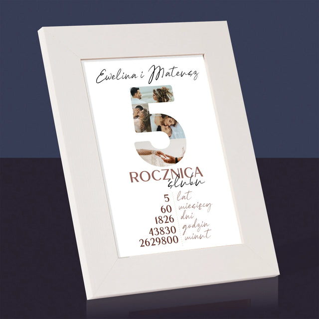 Słowo Ze Zdjęć: 5 Rocznica Ślubu Liczby - Ramka na zdjęcie