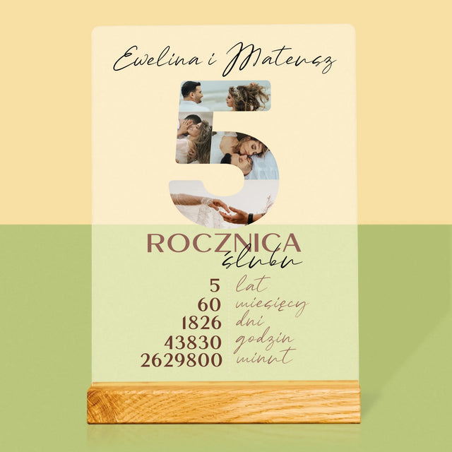 Słowo Ze Zdjęć: 5 Rocznica Ślubu Liczby - Wydruk Na Szkle Akrylowym