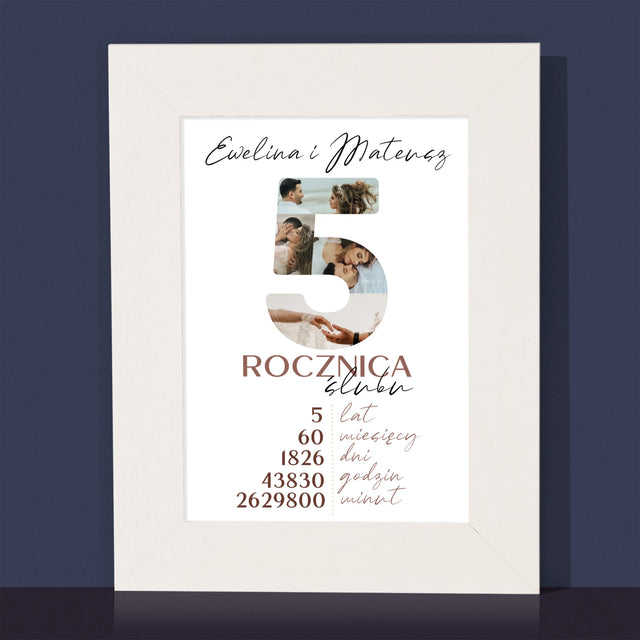 Słowo Ze Zdjęć: 5 Rocznica Ślubu Liczby - Ramka na zdjęcie