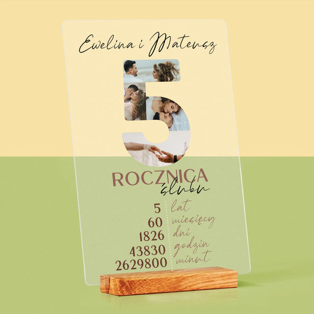 Słowo Ze Zdjęć: 5 Rocznica Ślubu Liczby - Wydruk Na Szkle Akrylowym